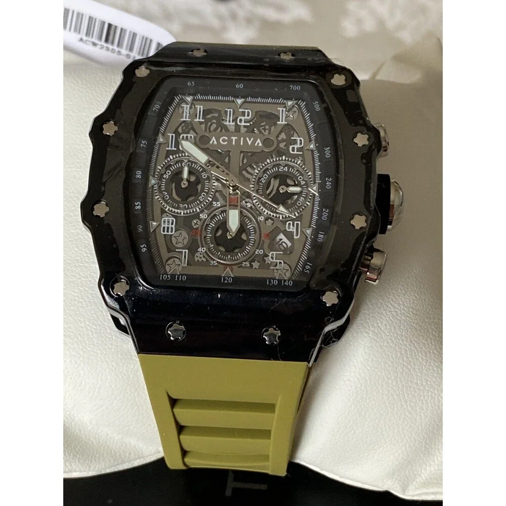 Activa Circuit X Invicta Skeleton Dial PC Case Material Olive / Black Watch NEW
